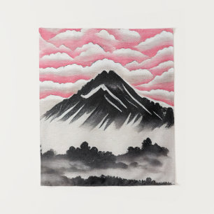 Vintage Mountain Japanese Art Landscape Tapestry