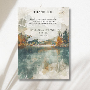 Vintage Mountain Lake Fall Wedding Thank You Card