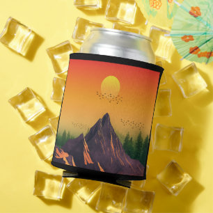 VINTAGE MOUNTAIN NATURE SUNSET CAN COOLER