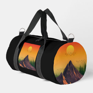 VINTAGE MOUNTAIN NATURE SUNSET DUFFLE BAG