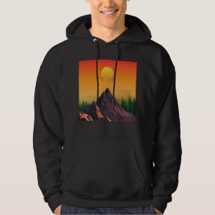 VINTAGE MOUNTAIN NATURE SUNSET HOODIE