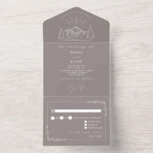 Vintage Mountain Rustic Amethyst RSVP All In One Invitation