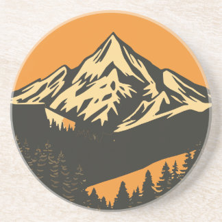 Vintage Mountain Sunset Coaster