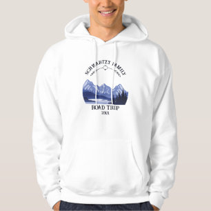 Vintage Mountain Sunset outdoor lake Retreat blue Hoodie