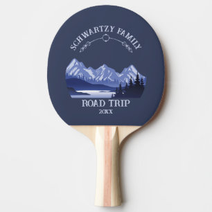 Vintage Mountain Sunset outdoor lake Retreat blue Ping Pong Paddle