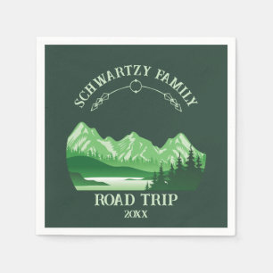 Vintage Mountain Sunset outdoor lake Retreat green Napkin