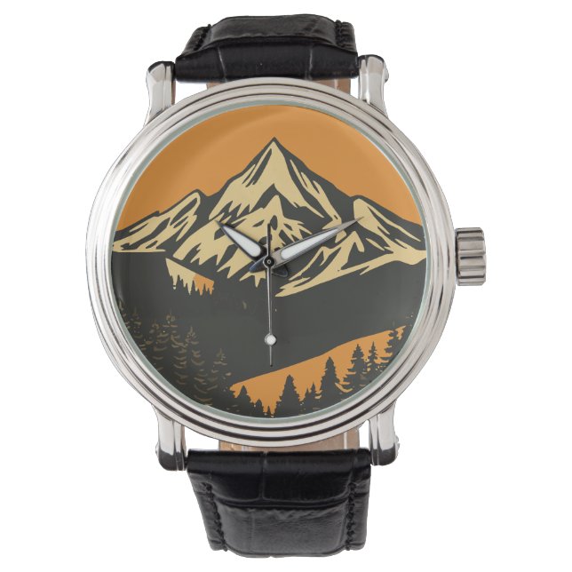Vintage Mountain Sunset  Watch (Front)
