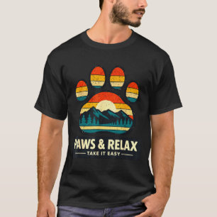 Vintage mountains dog lovers paws and relax take T-Shirt