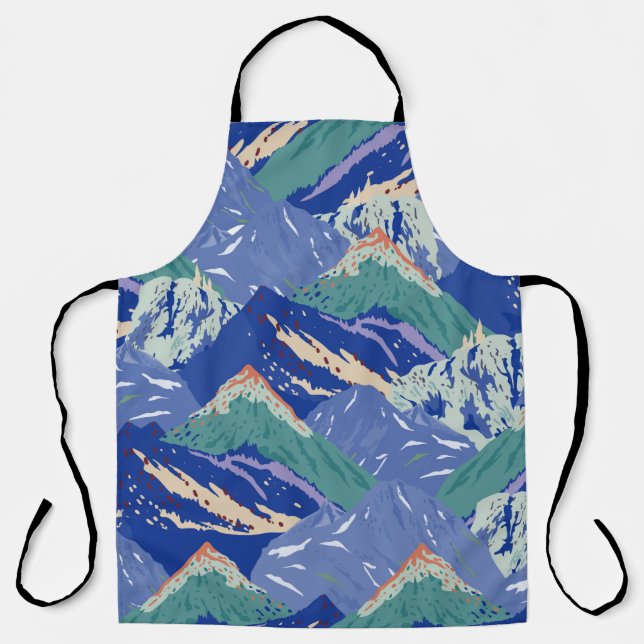 vintage mountains landscape seamless pattern. Dark Apron (Front)