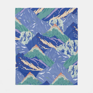 vintage mountains landscape seamless pattern. Dark Fleece Blanket