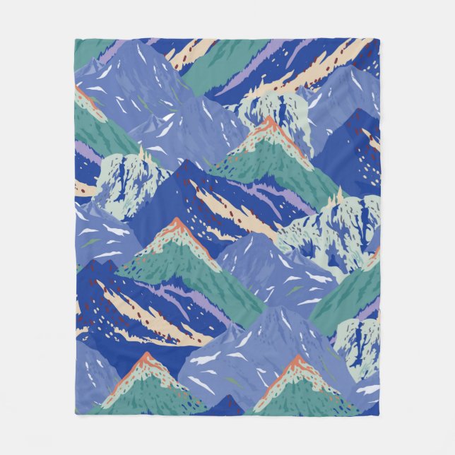 vintage mountains landscape seamless pattern. Dark Fleece Blanket (Front)