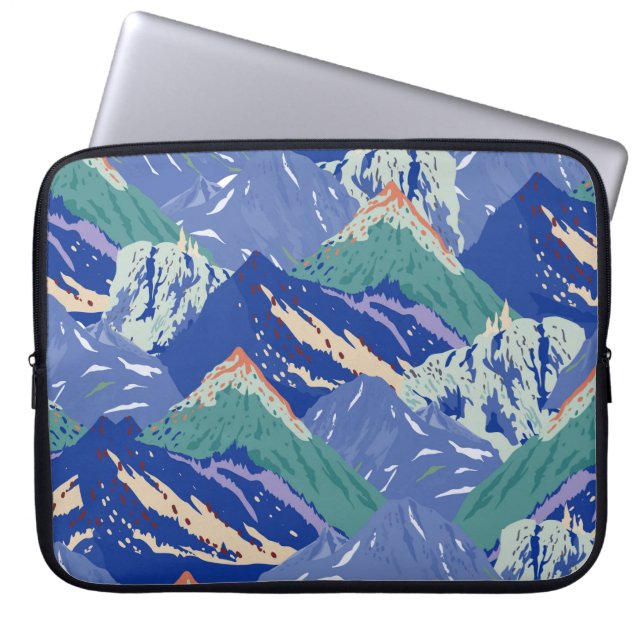 vintage mountains landscape seamless pattern. Dark Laptop Sleeve (Front)