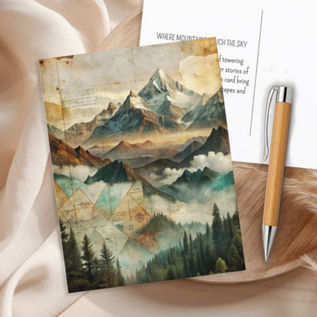 Vintage Mountains Pine Forest Nature Adventure  Postcard (Vintage mountain postcard)