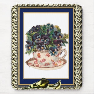 Vintage Mousepad Violet Floral 2