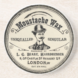 Vintage Moustache Wax Drink Coaster