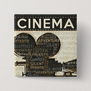Vintage Movie Camera 15 Cm Square Badge
