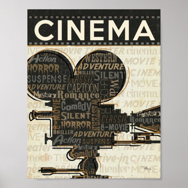 Vintage Movie Camera Poster (Front)