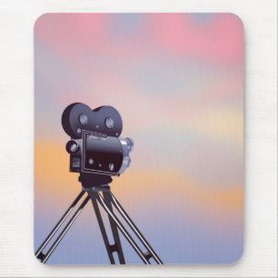 Vintage Movie camera sunset Mouse Pad