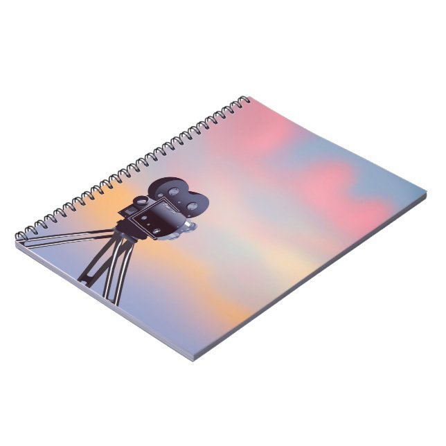 Vintage Movie camera sunset Notebook (Left Side)