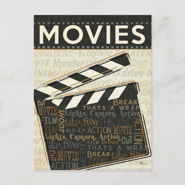 Vintage Movie Clapper Postcard (Front)