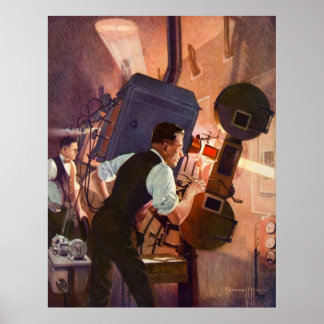 Vintage Movie Theatre Projectionist Film Camera Poster