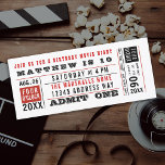 Vintage Movie Ticket Birthday Invitation<br><div class="desc">Vintage inspired ticket as birthday or other party invitation. Red and black; customise the text with your own colours. Great for your kids birthdays, but sophisticated enough for adult parties too. Click "Customise It" and use the swatches on the right to change the background colour. The eyedropper tool gives you...</div>