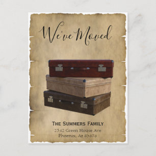 Vintage Moving Announcement We've Moved Suitcases Postcard