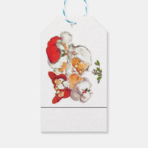 Vintage Mr and Mrs Claus Under Mistletoe Christmas Gift Tags