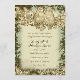 Vintage Mr. and Mrs. Owl Wedding Invitation