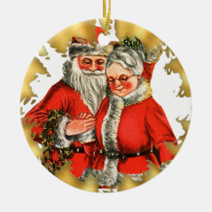 Vintage Mr and Mrs Santa Claus Christmas Ornament