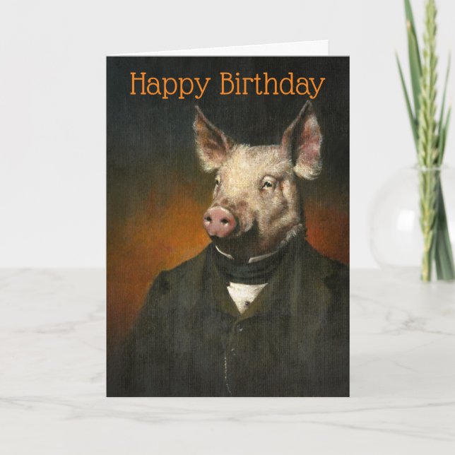 Vintage Mr Pig Birthday Card (Front)