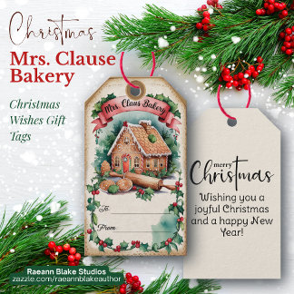 Vintage Mrs. Clause Bakery Christmas Wishes Gift Tags