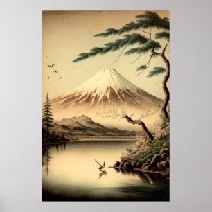 Vintage Mt. Fuji Japanese Art Print Poster