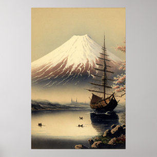 Vintage Mt. Fuji Japanese Art Print Poster