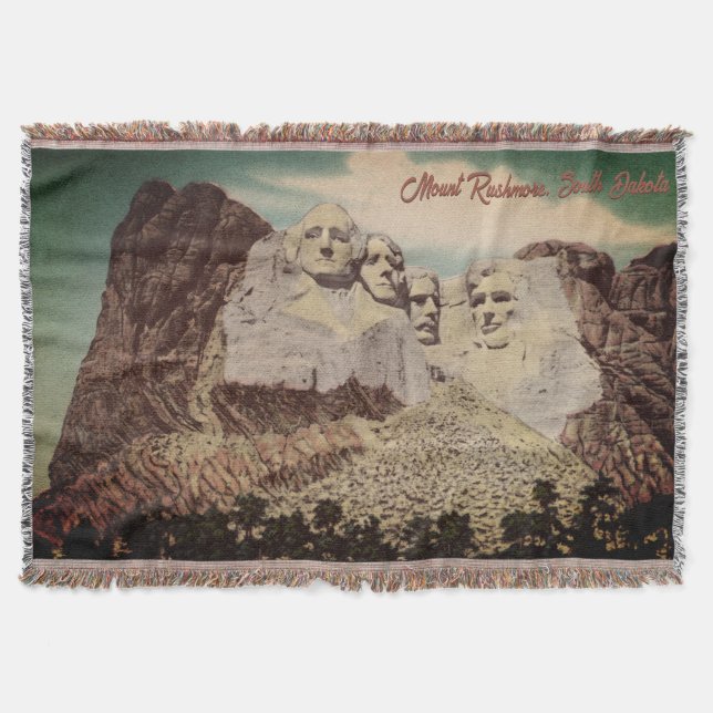 Vintage Mt. Rushmore Throw Blanket (Front)