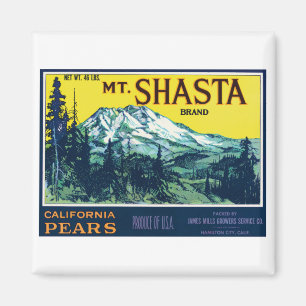 Vintage Mt Shasta California Pears Label Magnet