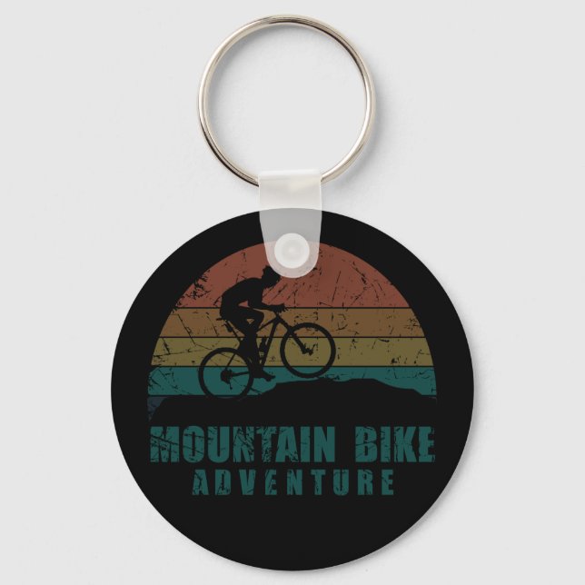 Vintage MTB Adventure - Mountain Biking Key Ring (Front)