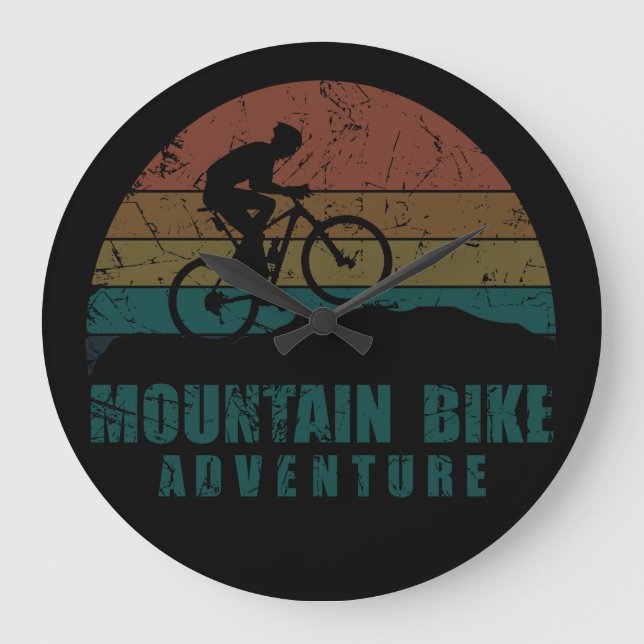 Vintage MTB Adventure - Mountain Biking Large Clock (Front)