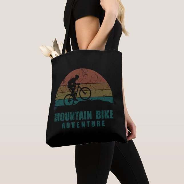 Vintage MTB Adventure - Mountain Biking Tote Bag (Close Up)