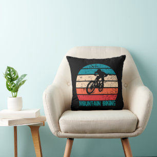 Vintage Mtb Downhill Mountain Biking Cushion
