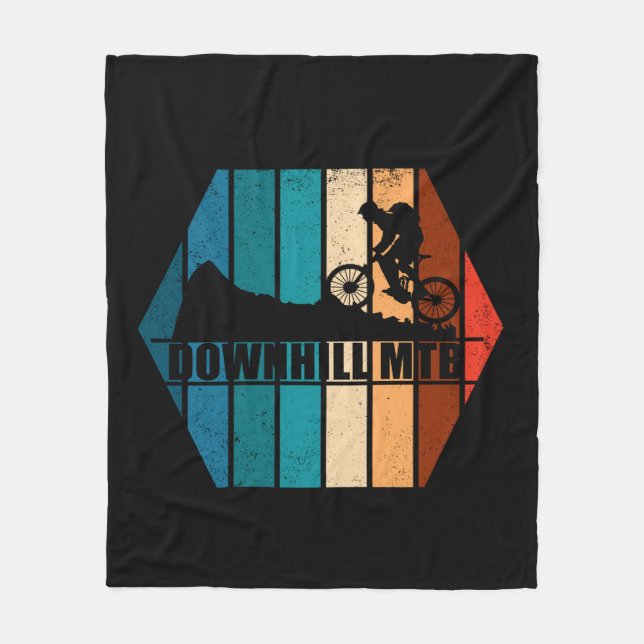 Vintage Mtb Downhill Mountain Biking Fleece Blanket (Front)