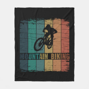 Vintage Mtb Downhill Mountain Biking Fleece Blanket