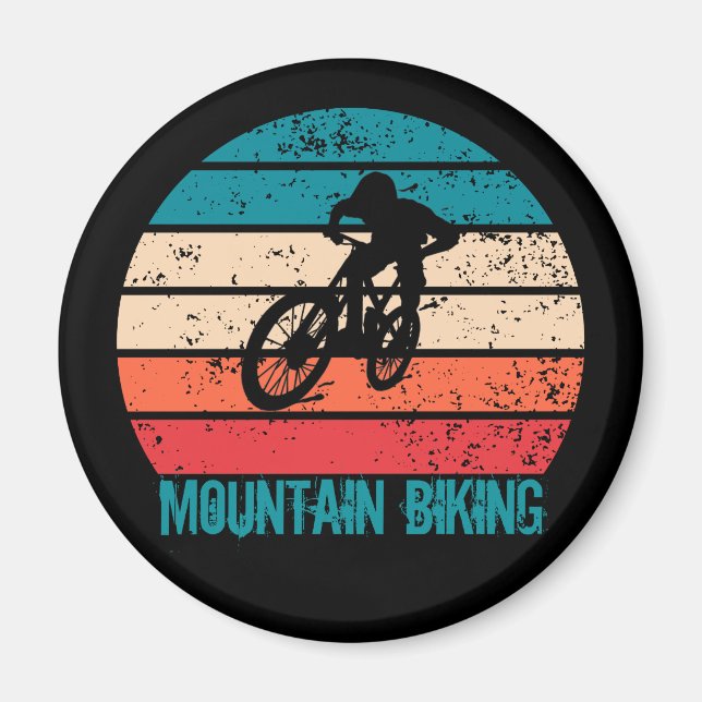 Vintage Mtb Downhill Mountain Biking Magnet (Front)