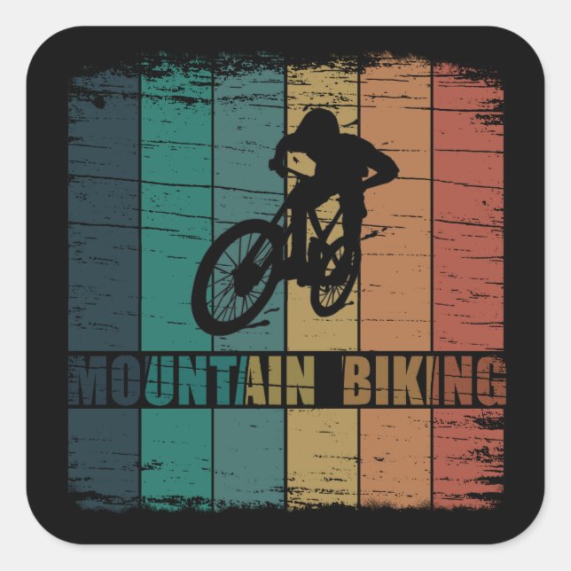 Vintage Mtb Downhill Mountain Biking Square Sticker (Front)