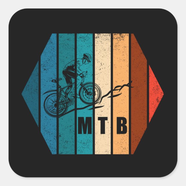 Vintage Mtb Downhill Mountain Biking Square Sticker (Front)