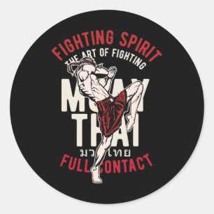 Vintage Muay Thai Kickboxing Fighter Training Work Classic Round Sticker