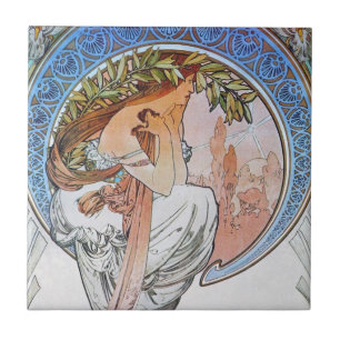 Vintage Mucha Art Ceramic Tile