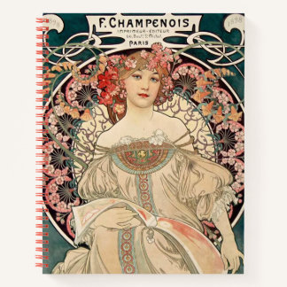 Vintage Mucha illustration planner Notebook