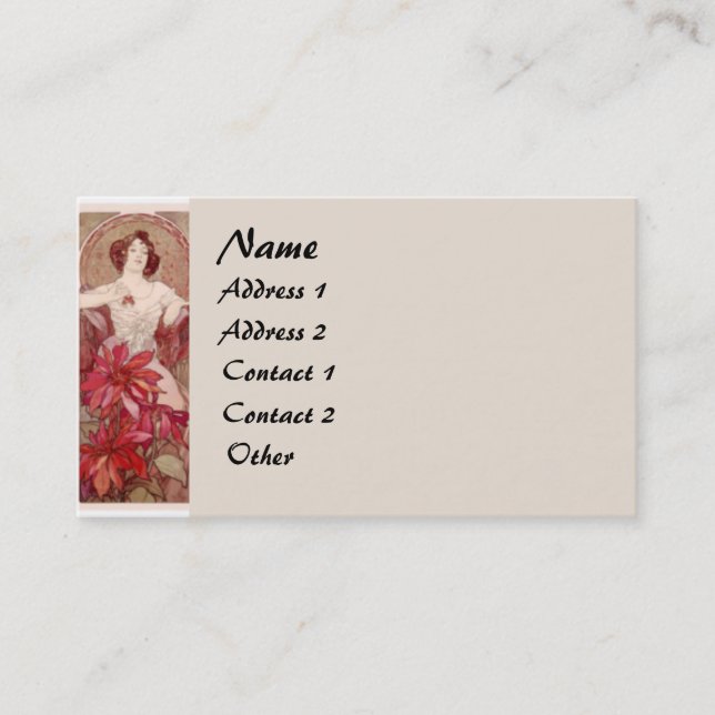 Vintage Mucha Lady Business Card (Front)