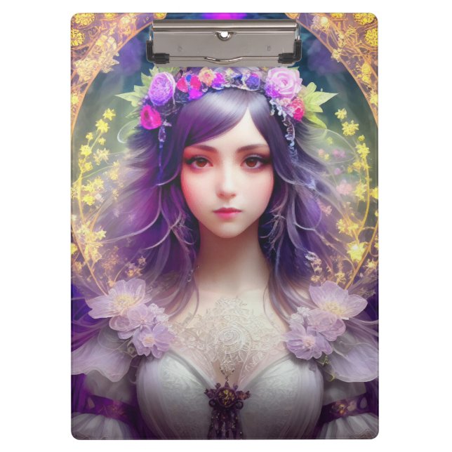 Vintage Mucha Style Beautiful Woman Portrait Clipboard (Front)